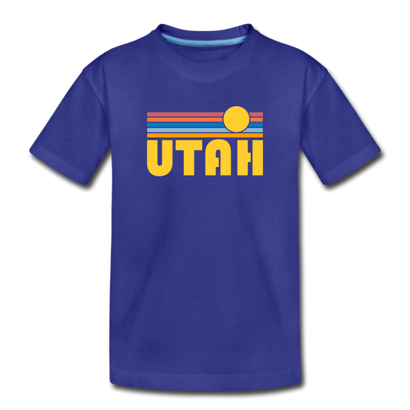 Utah Youth T-Shirt - Retro Sunrise Youth Utah Tee - royal blue