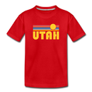 Utah Youth T-Shirt - Retro Sunrise Youth Utah Tee - red