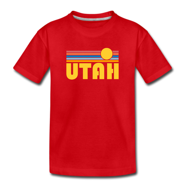 Utah Youth T-Shirt - Retro Sunrise Youth Utah Tee - red