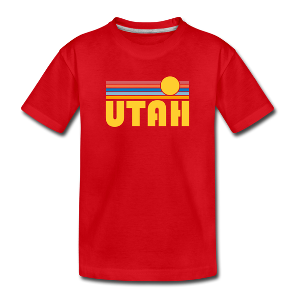 Utah Youth T-Shirt - Retro Sunrise Youth Utah Tee - red