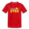 Utah Youth T-Shirt - Retro Sunrise Youth Utah Tee - red