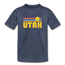 Utah Youth T-Shirt - Retro Sunrise Youth Utah Tee - heather blue