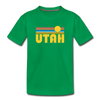 Utah Youth T-Shirt - Retro Sunrise Youth Utah Tee - kelly green