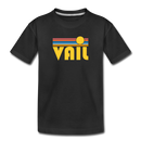 Vail, Colorado Youth T-Shirt - Retro Sunrise Youth Vail Tee - black