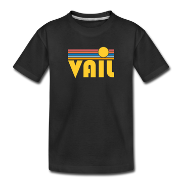 Vail, Colorado Youth T-Shirt - Retro Sunrise Youth Vail Tee - black