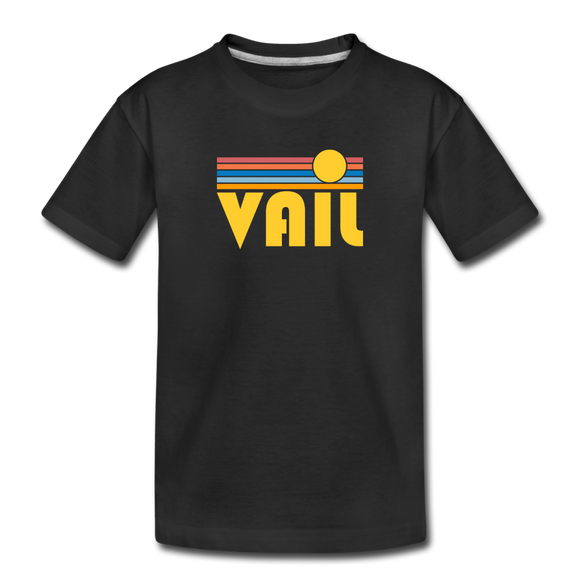 Vail, Colorado Youth T-Shirt - Retro Sunrise Youth Vail Tee - black