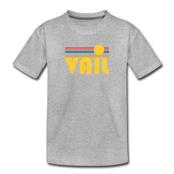 Vail, Colorado Youth T-Shirt - Retro Sunrise Youth Vail Tee - heather gray