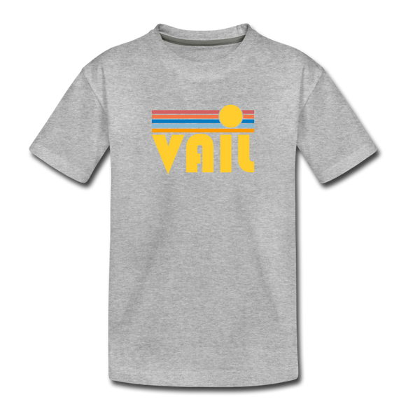 Vail, Colorado Youth T-Shirt - Retro Sunrise Youth Vail Tee - heather gray