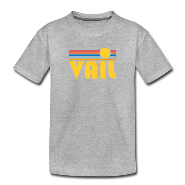 Vail, Colorado Youth T-Shirt - Retro Sunrise Youth Vail Tee - heather gray