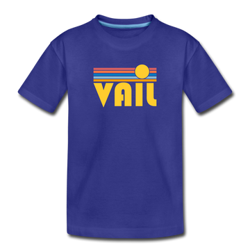 Vail, Colorado Youth T-Shirt - Retro Sunrise Youth Vail Tee - royal blue