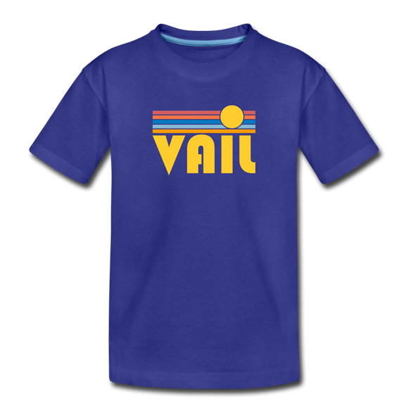 Vail, Colorado Youth T-Shirt - Retro Sunrise Youth Vail Tee - royal blue