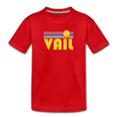 Vail, Colorado Youth T-Shirt - Retro Sunrise Youth Vail Tee - red