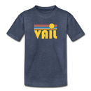 Vail, Colorado Youth T-Shirt - Retro Sunrise Youth Vail Tee - heather blue