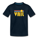 Vail, Colorado Youth T-Shirt - Retro Sunrise Youth Vail Tee - deep navy