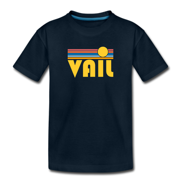 Vail, Colorado Youth T-Shirt - Retro Sunrise Youth Vail Tee - deep navy
