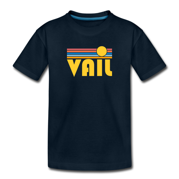 Vail, Colorado Youth T-Shirt - Retro Sunrise Youth Vail Tee - deep navy