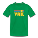 Vail, Colorado Youth T-Shirt - Retro Sunrise Youth Vail Tee - kelly green
