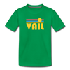 Vail, Colorado Youth T-Shirt - Retro Sunrise Youth Vail Tee - kelly green