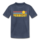 Vermont Youth T-Shirt - Retro Sunrise Youth Vermont Tee - heather blue