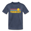 Vermont Youth T-Shirt - Retro Sunrise Youth Vermont Tee - heather blue