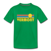 Vermont Youth T-Shirt - Retro Sunrise Youth Vermont Tee - kelly green