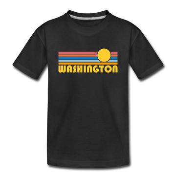 Washington Youth T-Shirt - Retro Sunrise Youth Washington Tee - black