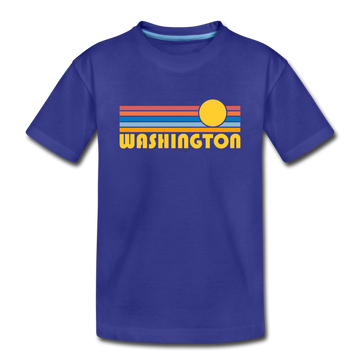 Washington Youth T-Shirt - Retro Sunrise Youth Washington Tee - royal blue