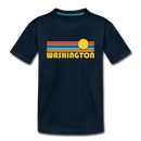Washington Youth T-Shirt - Retro Sunrise Youth Washington Tee - deep navy