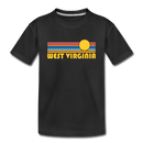 West Virginia Youth T-Shirt - Retro Sunrise Youth West Virginia Tee - black