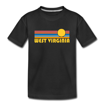 West Virginia Youth T-Shirt - Retro Sunrise Youth West Virginia Tee - black