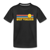 West Virginia Youth T-Shirt - Retro Sunrise Youth West Virginia Tee - black
