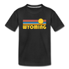 Wyoming Youth T-Shirt - Retro Sunrise Youth Wyoming Tee - black