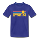 Wyoming Youth T-Shirt - Retro Sunrise Youth Wyoming Tee - royal blue