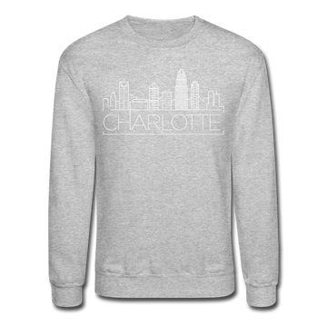 Charlotte, North Carolina Sweatshirt - Skyline Charlotte Crewneck Sweatshirt - heather gray