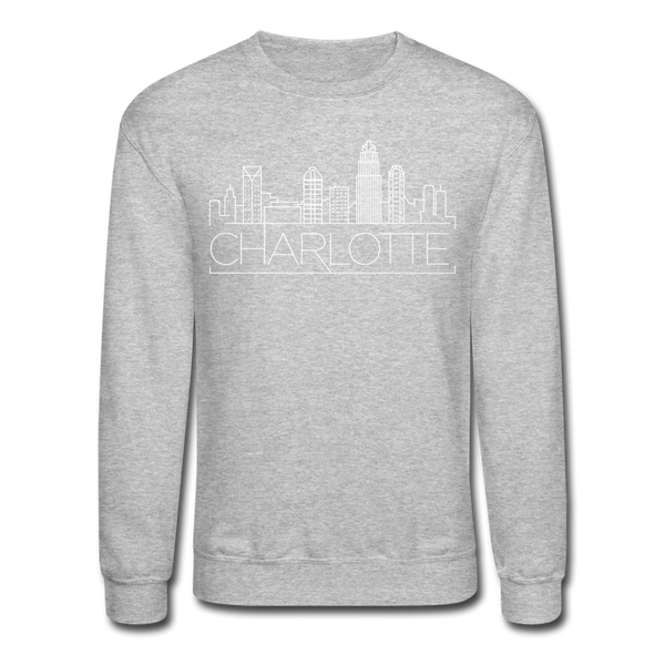 Charlotte, North Carolina Sweatshirt - Skyline Charlotte Crewneck Sweatshirt - heather gray