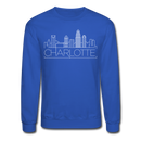 Charlotte, North Carolina Sweatshirt - Skyline Charlotte Crewneck Sweatshirt - royal blue