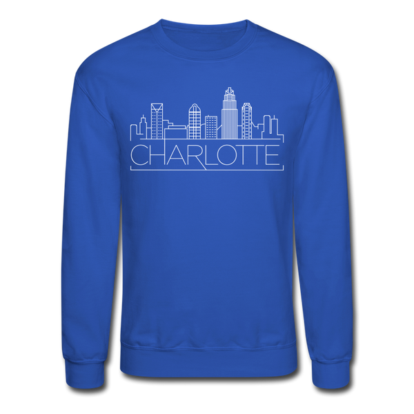 Charlotte, North Carolina Sweatshirt - Skyline Charlotte Crewneck Sweatshirt - royal blue