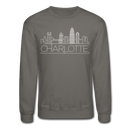 Charlotte, North Carolina Sweatshirt - Skyline Charlotte Crewneck Sweatshirt - asphalt gray