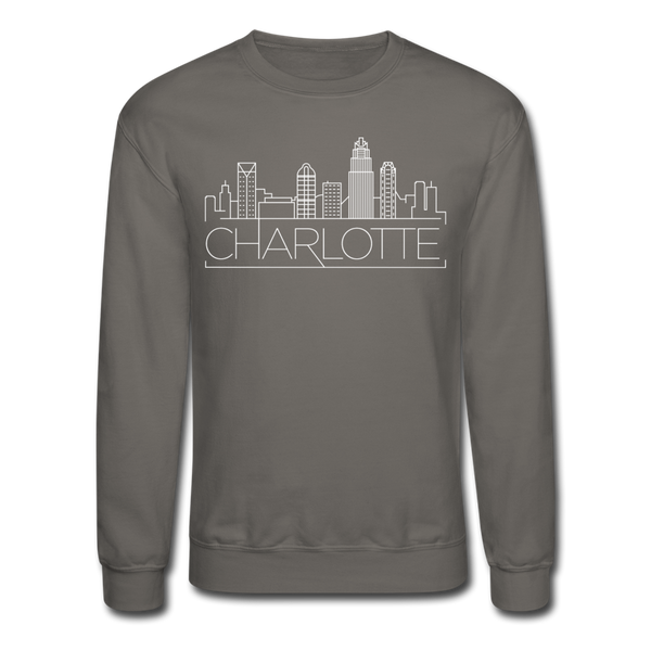 Charlotte, North Carolina Sweatshirt - Skyline Charlotte Crewneck Sweatshirt - asphalt gray