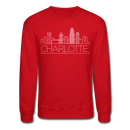 Charlotte, North Carolina Sweatshirt - Skyline Charlotte Crewneck Sweatshirt - red