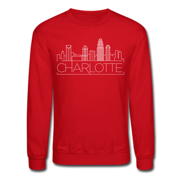 Charlotte, North Carolina Sweatshirt - Skyline Charlotte Crewneck Sweatshirt - red