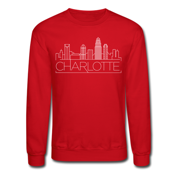 Charlotte, North Carolina Sweatshirt - Skyline Charlotte Crewneck Sweatshirt - red