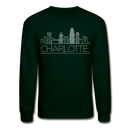 Charlotte, North Carolina Sweatshirt - Skyline Charlotte Crewneck Sweatshirt - forest green