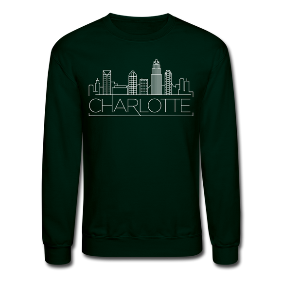 Charlotte, North Carolina Sweatshirt - Skyline Charlotte Crewneck Sweatshirt - forest green
