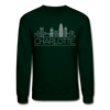Charlotte, North Carolina Sweatshirt - Skyline Charlotte Crewneck Sweatshirt - forest green
