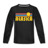 Alaska Youth Long Sleeve Shirt - Retro Sunrise Youth Long Sleeve Alaska Tee - black