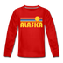 Alaska Youth Long Sleeve Shirt - Retro Sunrise Youth Long Sleeve Alaska Tee - red