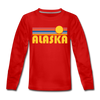 Alaska Youth Long Sleeve Shirt - Retro Sunrise Youth Long Sleeve Alaska Tee