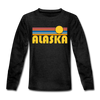 Alaska Youth Long Sleeve Shirt - Retro Sunrise Youth Long Sleeve Alaska Tee - charcoal gray