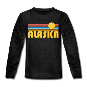 Alaska Youth Long Sleeve Shirt - Retro Sunrise Youth Long Sleeve Alaska Tee